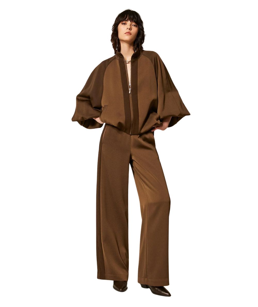 Twinset Bomber con Zip in Satin 262TP2132 Marrone