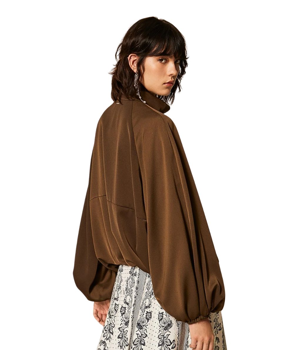 Twinset Bomber con Zip in Satin 262TP2132 Marrone