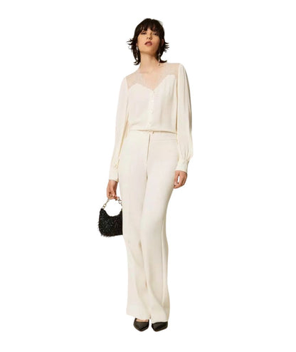 Twinset Camicia con Dettagli in Pizzo 262TP2481 Bianco