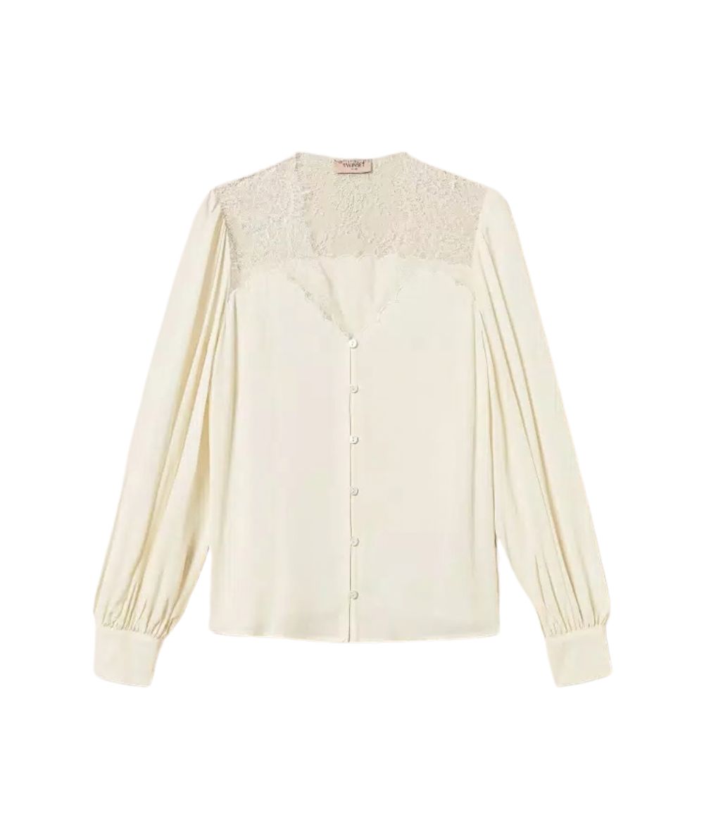 Twinset Camicia con Dettagli in Pizzo 262TP2481 Bianco