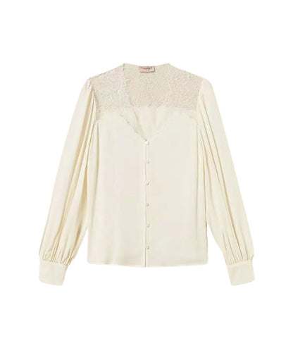 Twinset Camicia con Dettagli in Pizzo 262TP2481 Bianco
