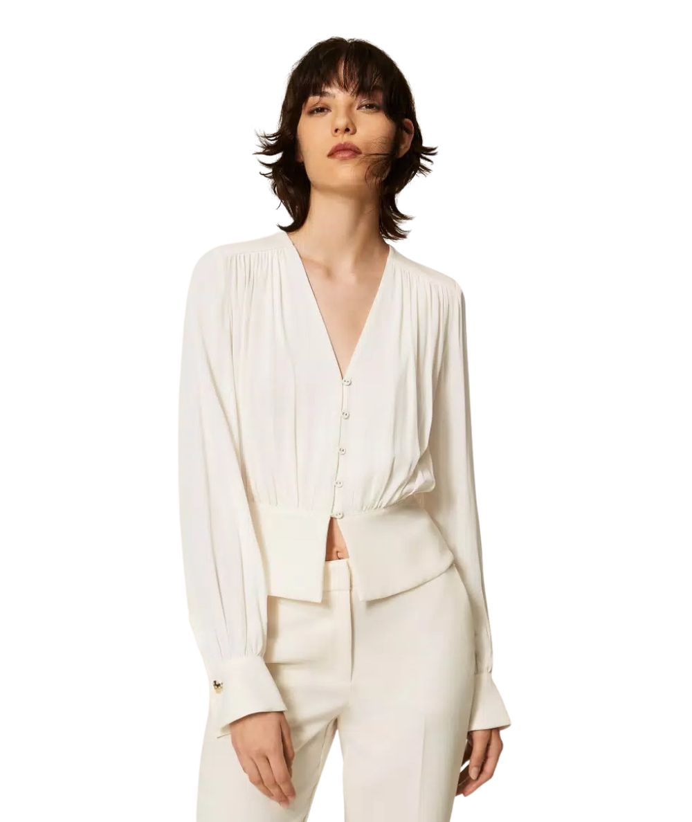 Twinset Camicia in Crepe de Chine 262TP2434 Bianco 