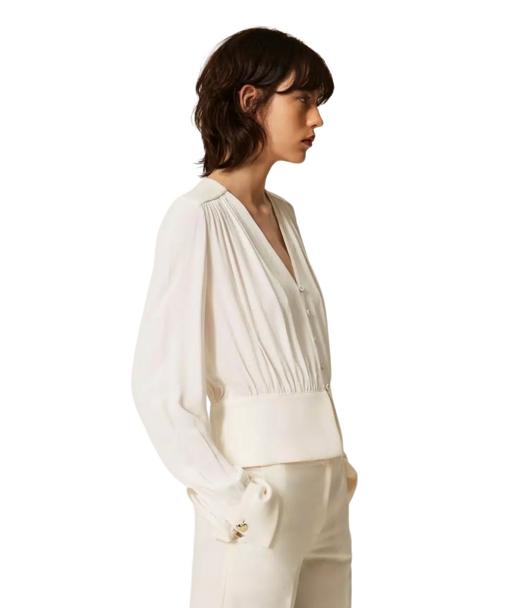 Twinset Camicia in Crepe de Chine 262TP2434 Bianco 
