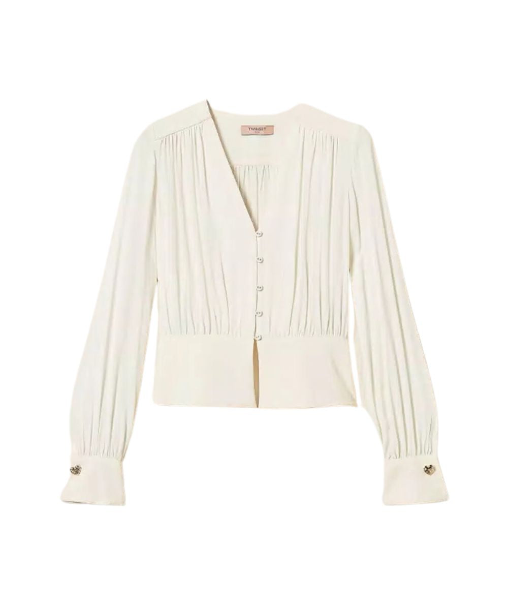Twinset Camicia in Crepe de Chine 262TP2434 Bianco 