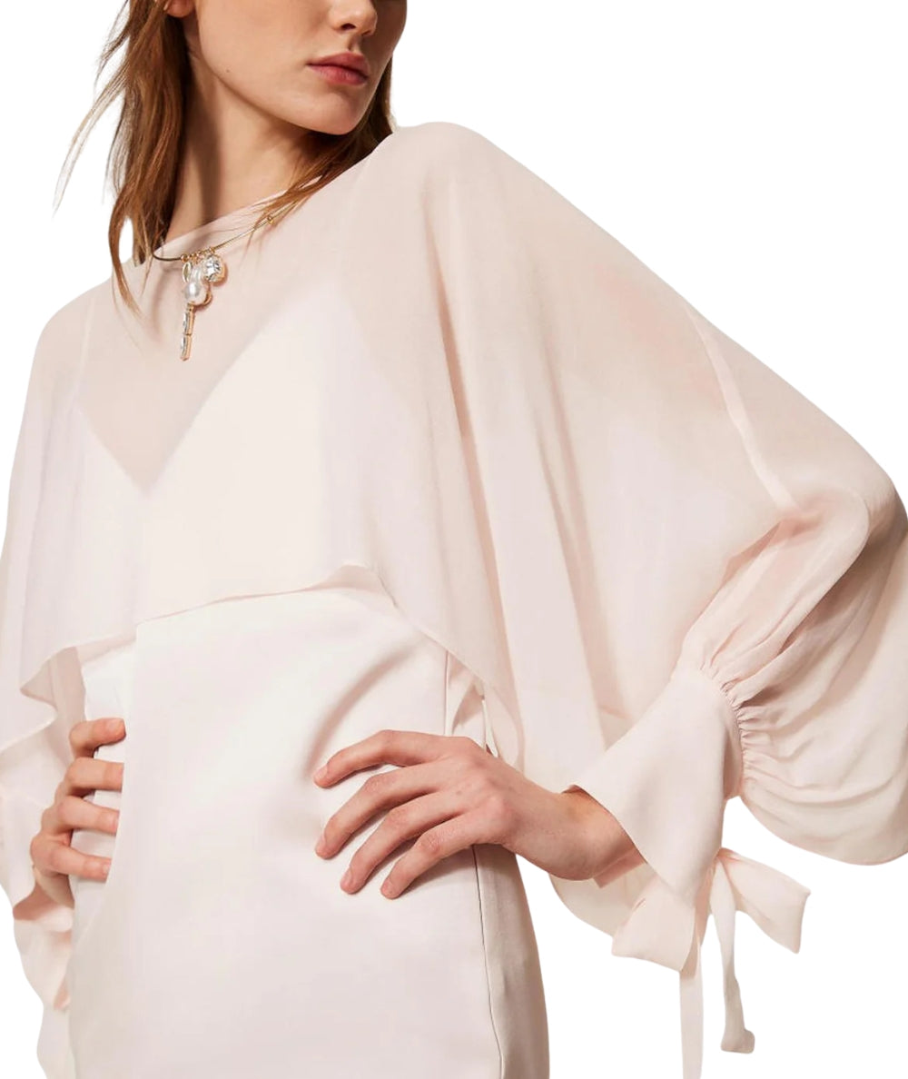 Twinset Coprispalle in Georgette di Viscosa 261TP2791 Rosa Sabbia