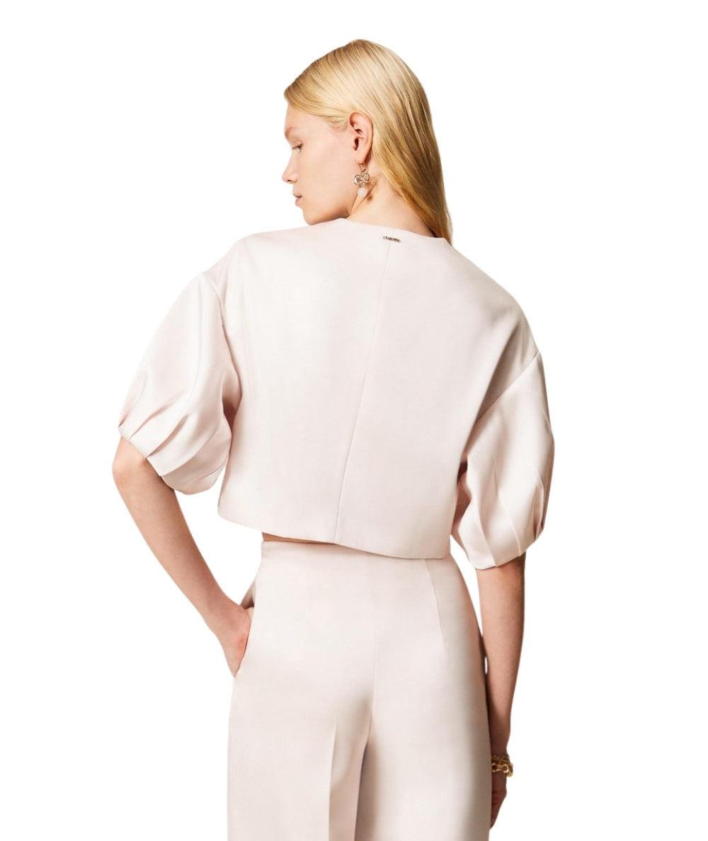 Twinset Giacca Corta in Duchesse con Maniche Palloncino 261TP2410 Rosa