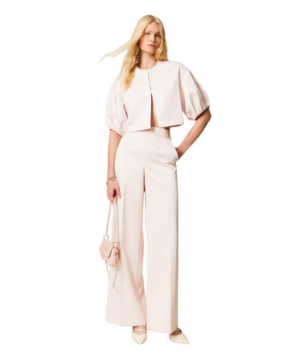 Twinset Giacca Corta in Duchesse con Maniche Palloncino 261TP2410 Rosa