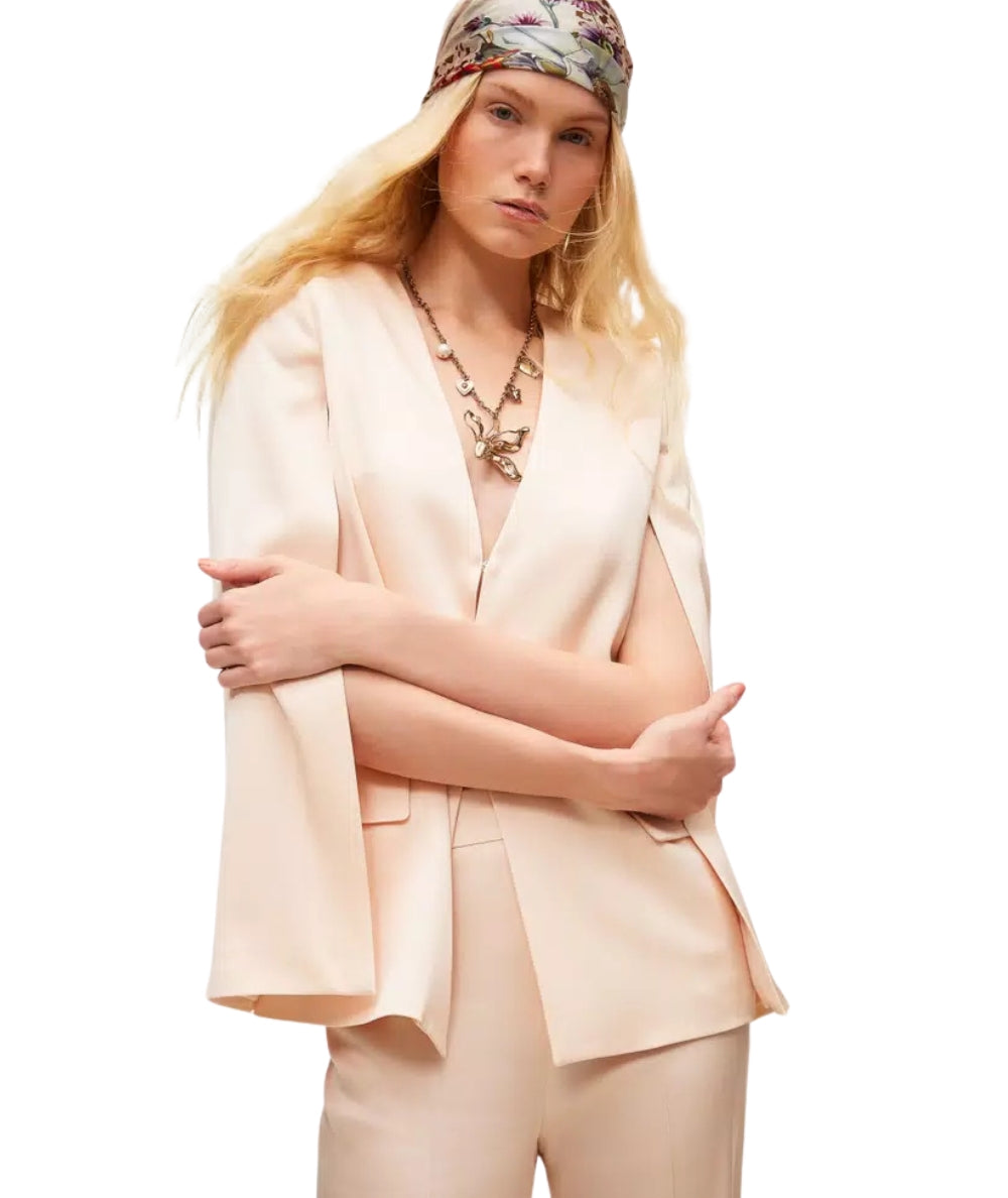 Twinset Giacca Stile Mantella in Raso 261TP2400 Beige Parchment