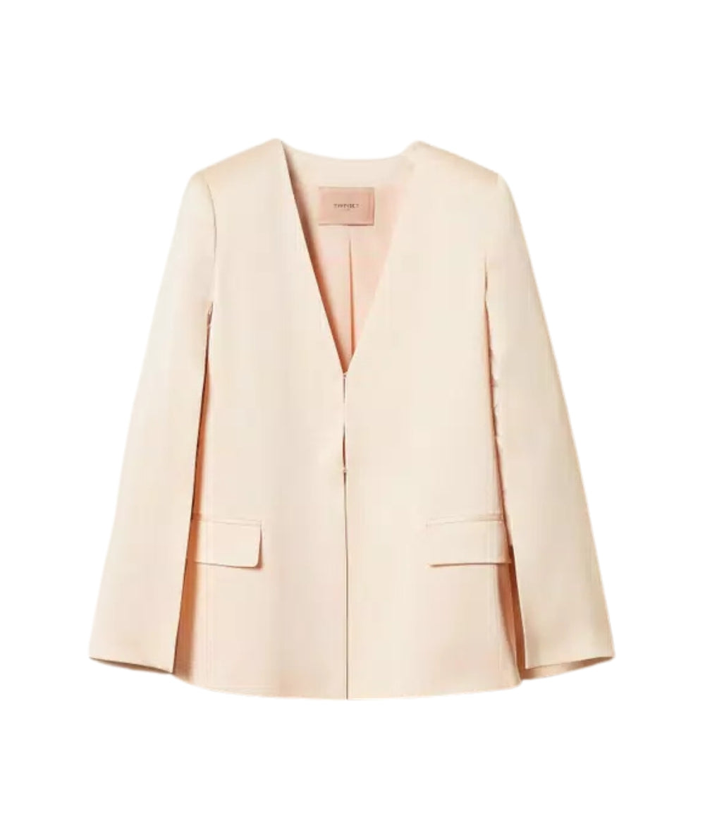 Twinset Giacca Stile Mantella in Raso 261TP2400 Beige Parchment