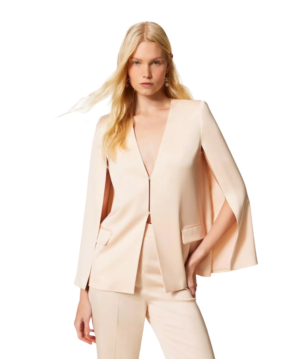 Twinset Giacca Stile Mantella in Raso 261TP2400 Beige Parchment