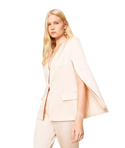 Twinset Giacca Stile Mantella in Raso 261TP2400 Beige Parchment