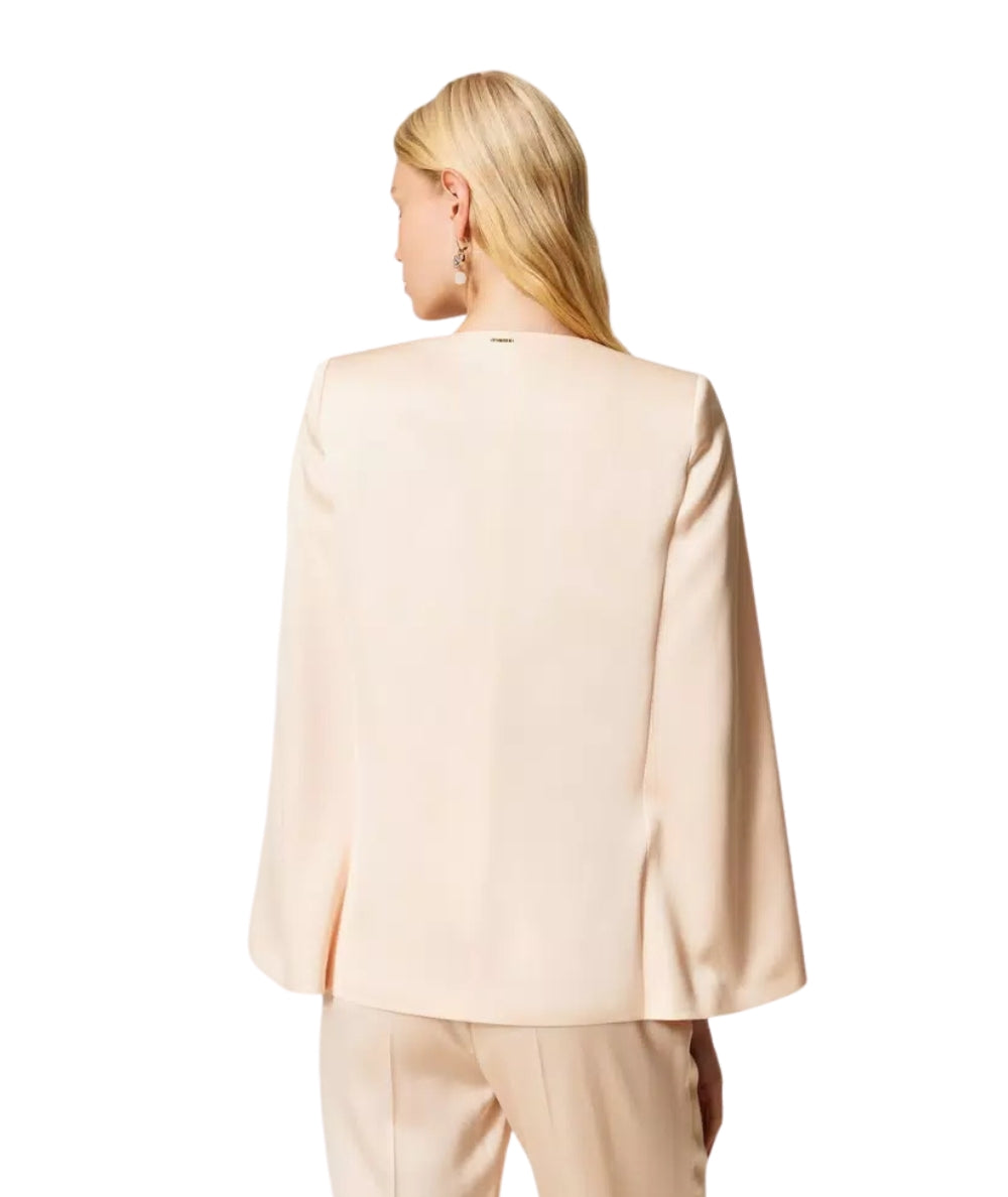Twinset Giacca Stile Mantella in Raso 261TP2400 Beige Parchment