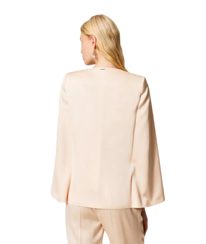 Twinset Giacca Stile Mantella in Raso 261TP2400 Beige Parchment
