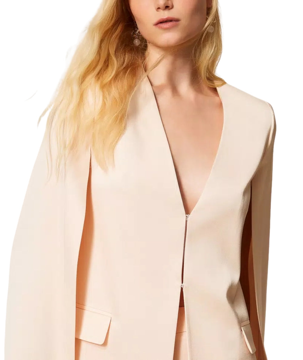 Twinset Giacca Stile Mantella in Raso 261TP2400 Beige Parchment