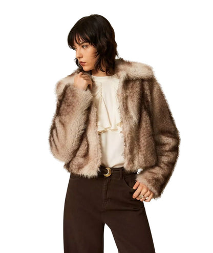 Twinset Giacca in Faux Fur 262TP2240 Marrone