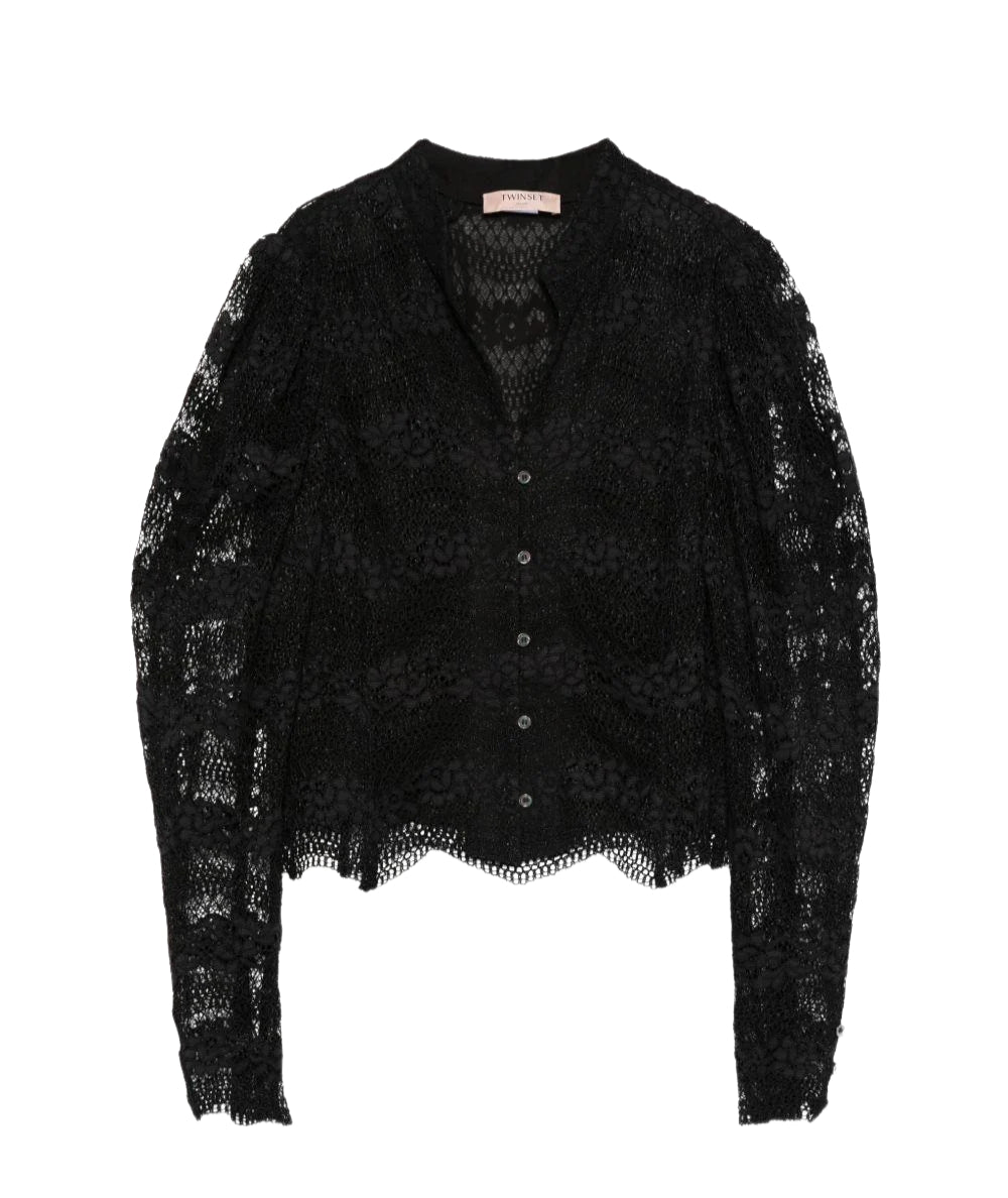 Twinset Giacchina in Pizzo Macramè 261TP2902 Nero