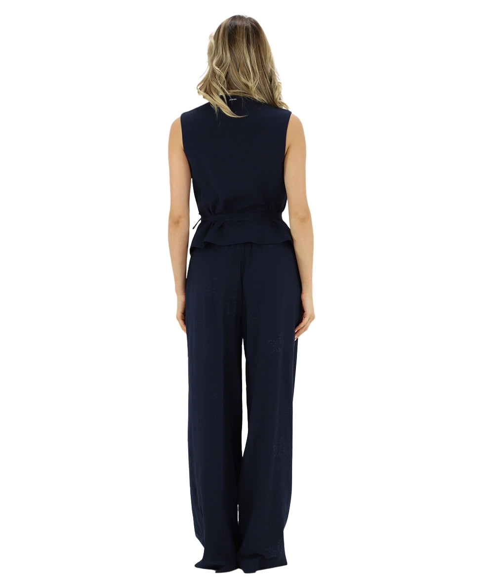 Twinset Gilet Ricamato con Cinturino 261TE2021 Blu Notte