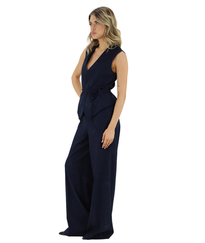 Twinset Gilet Ricamato con Cinturino 261TE2021 Blu Notte