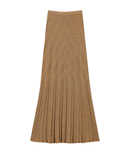 Twinset Gonna Lunga in Maglia Traforata con Lurex 261TT3211 Oro