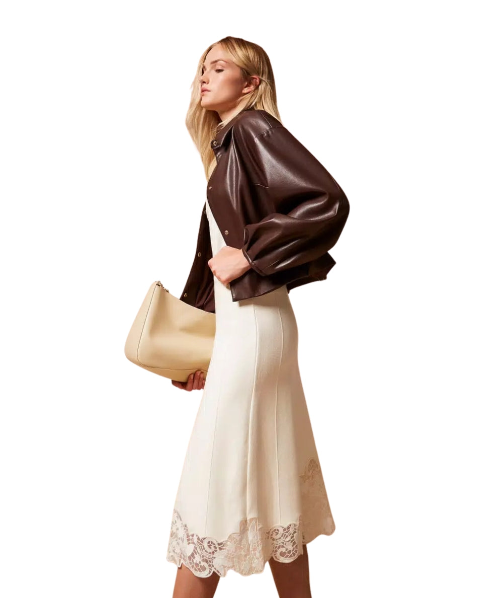 Twinset Gonna in Maglia e Organza 252TP3407 Bianco