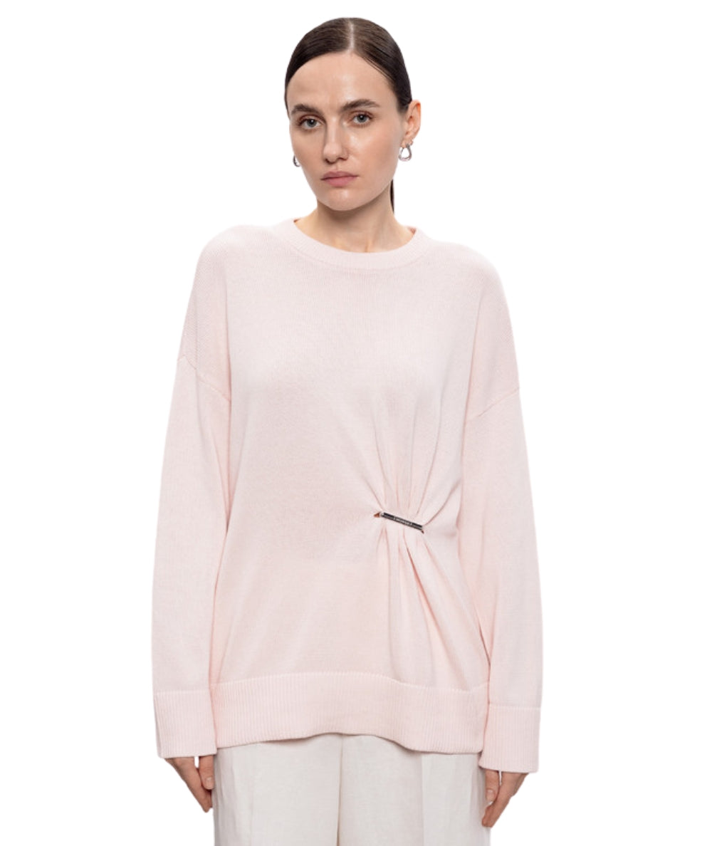Twinset Maglia Girocollo con Spilla 261TE3010 Rosa Sabbia