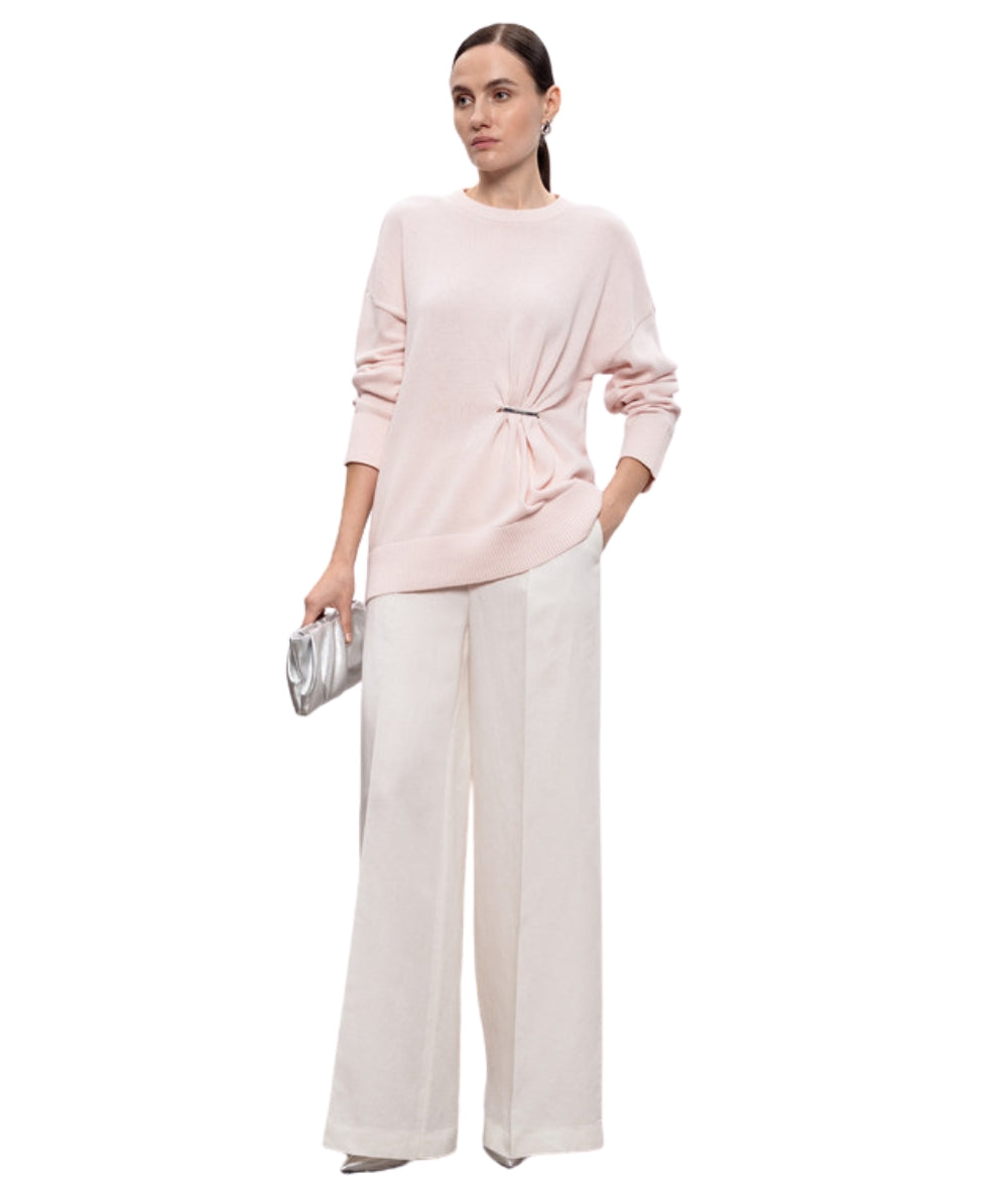 Twinset Maglia Girocollo con Spilla 261TE3010 Rosa Sabbia