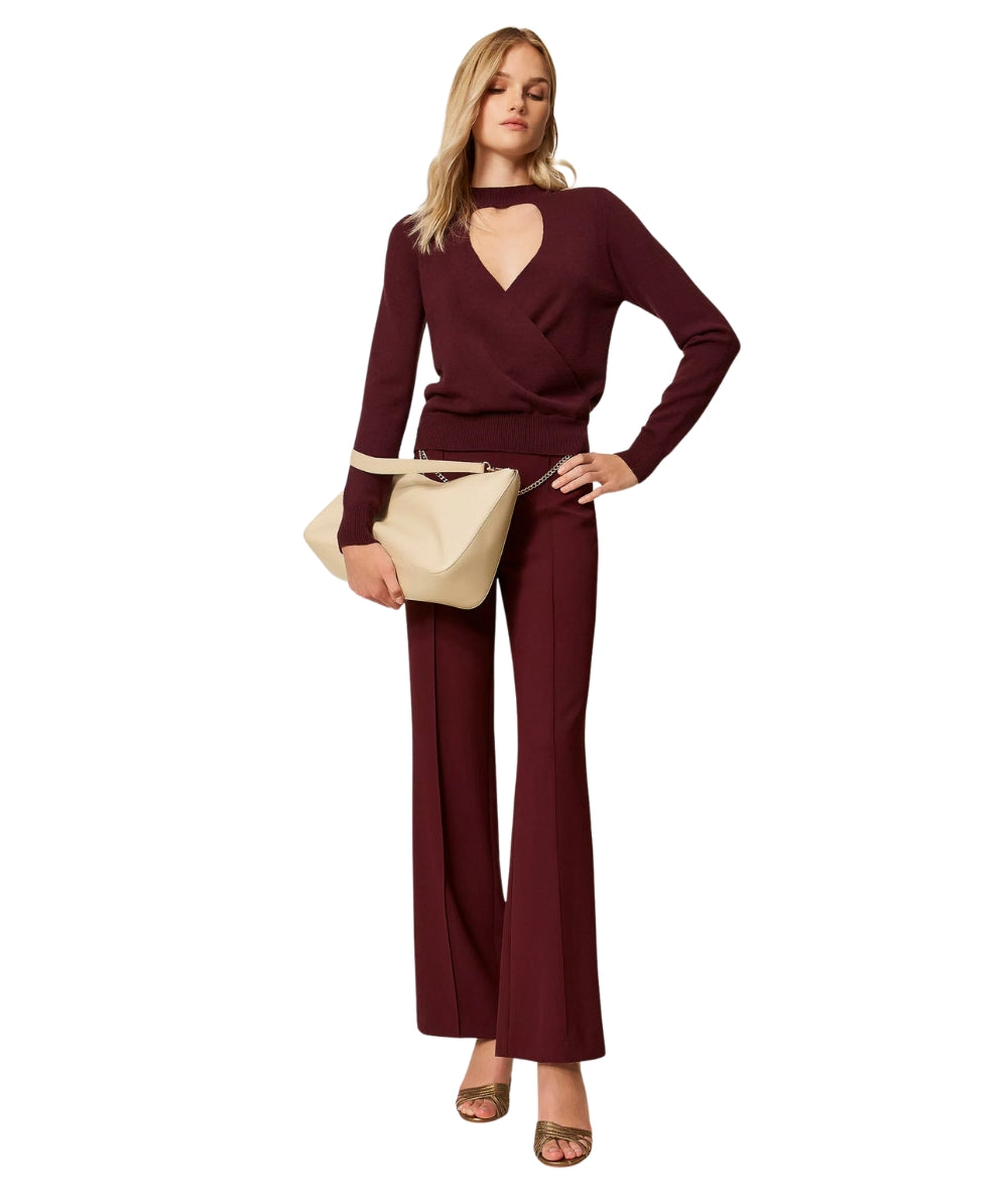 Twinset Maglia Incrociata in Viscosa 252TP3060 Bordeaux Vinaccia