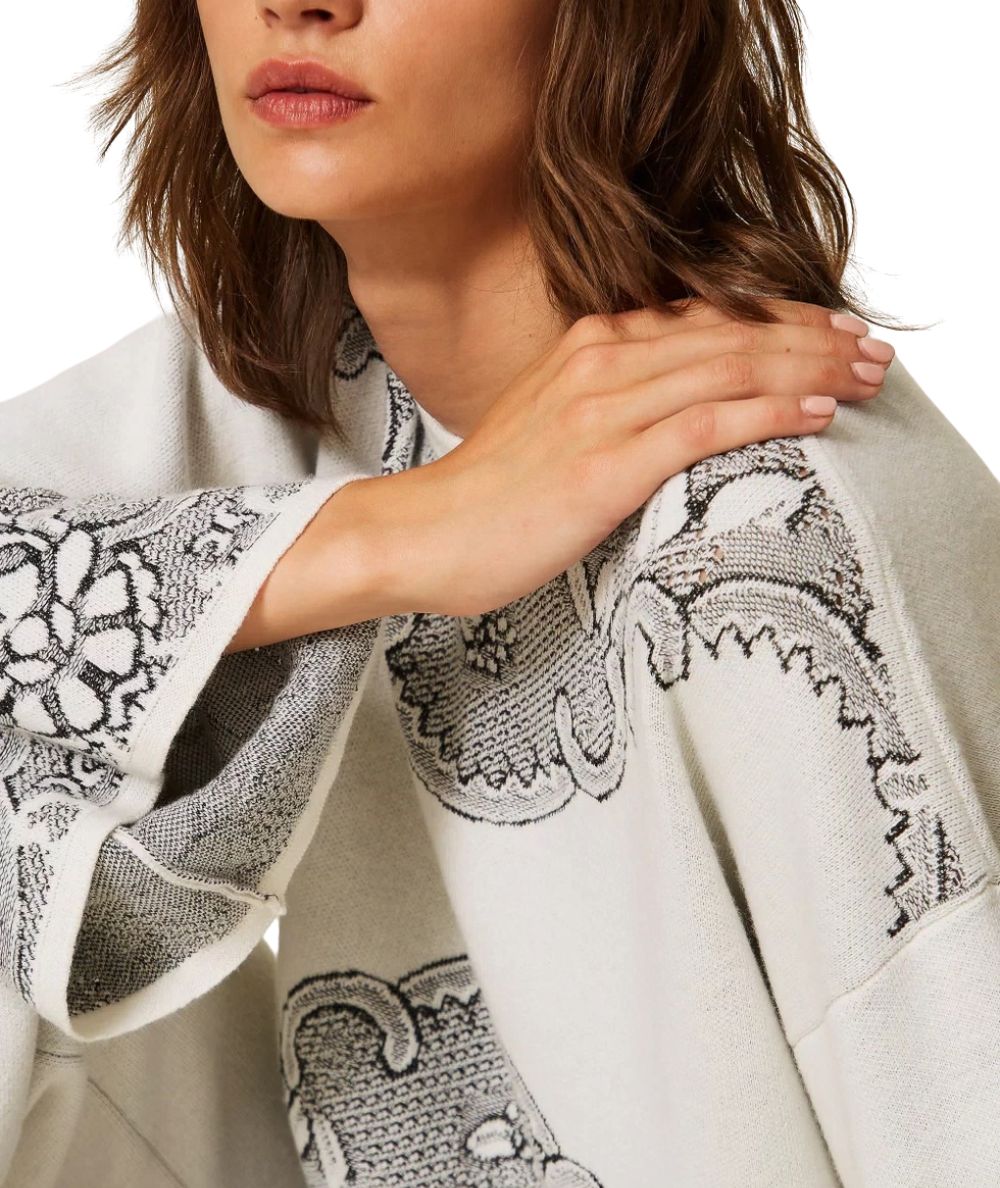 Twinset Maglia Jacquard Effetto Pizzo 262TP3524 Bianco 