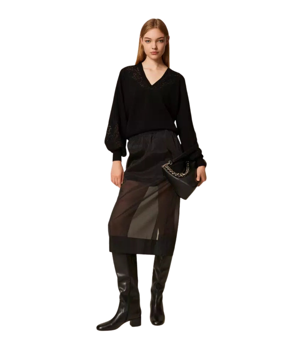 Twinset Maglia con Ricami 252TT3440 Nero 