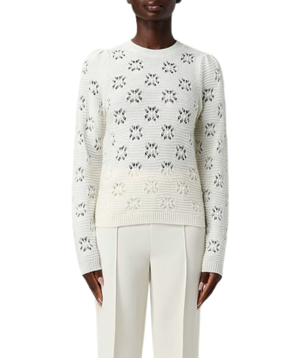 Twinset Maglione Traforato in Lana 252TP3210 Bianco