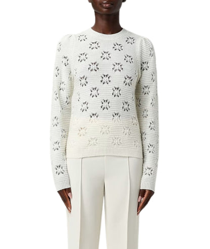 Twinset Maglione Traforato in Lana 252TP3210 Bianco