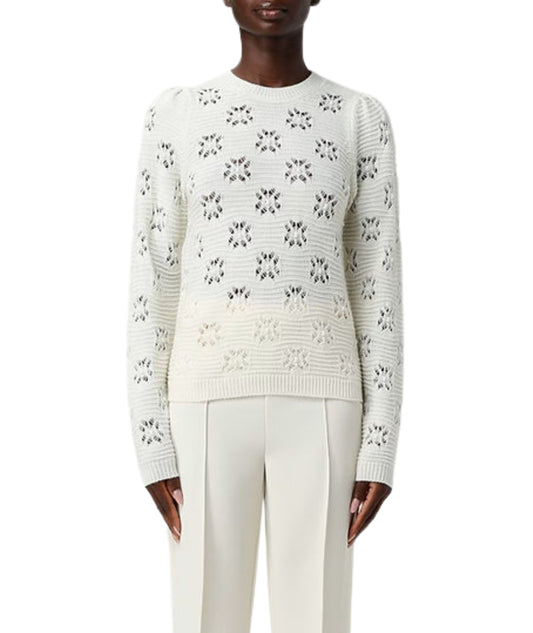 Twinset Maglione Traforato in Lana 252TP3210 Bianco
