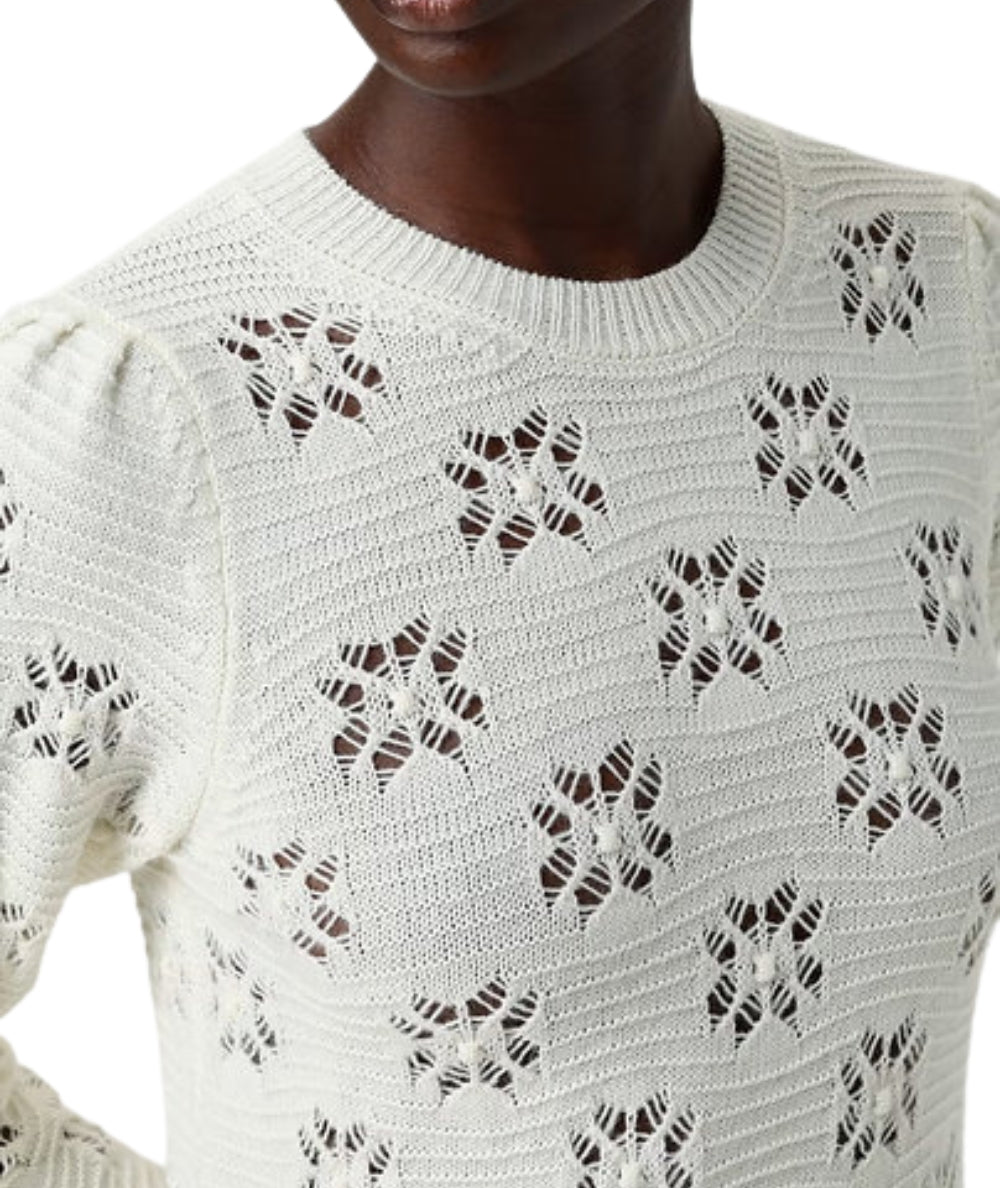 Twinset Maglione Traforato in Lana 252TP3210 Bianco