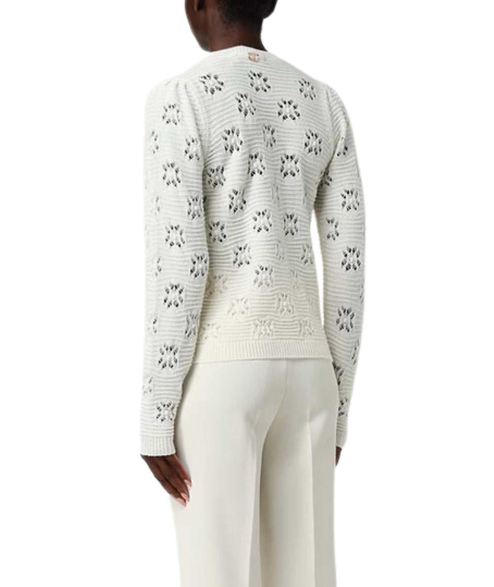Twinset Maglione Traforato in Lana 252TP3210 Bianco