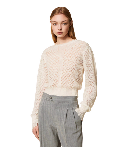 Twinset Maglione in Misto Mohair 252TP3520 Bianco