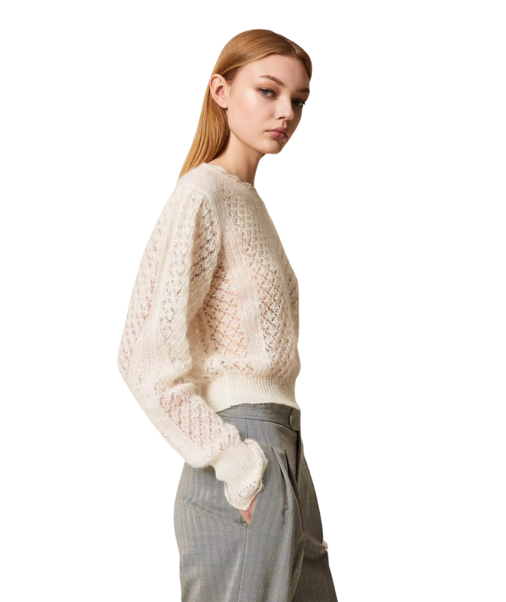Twinset Maglione in Misto Mohair 252TP3520 Bianco