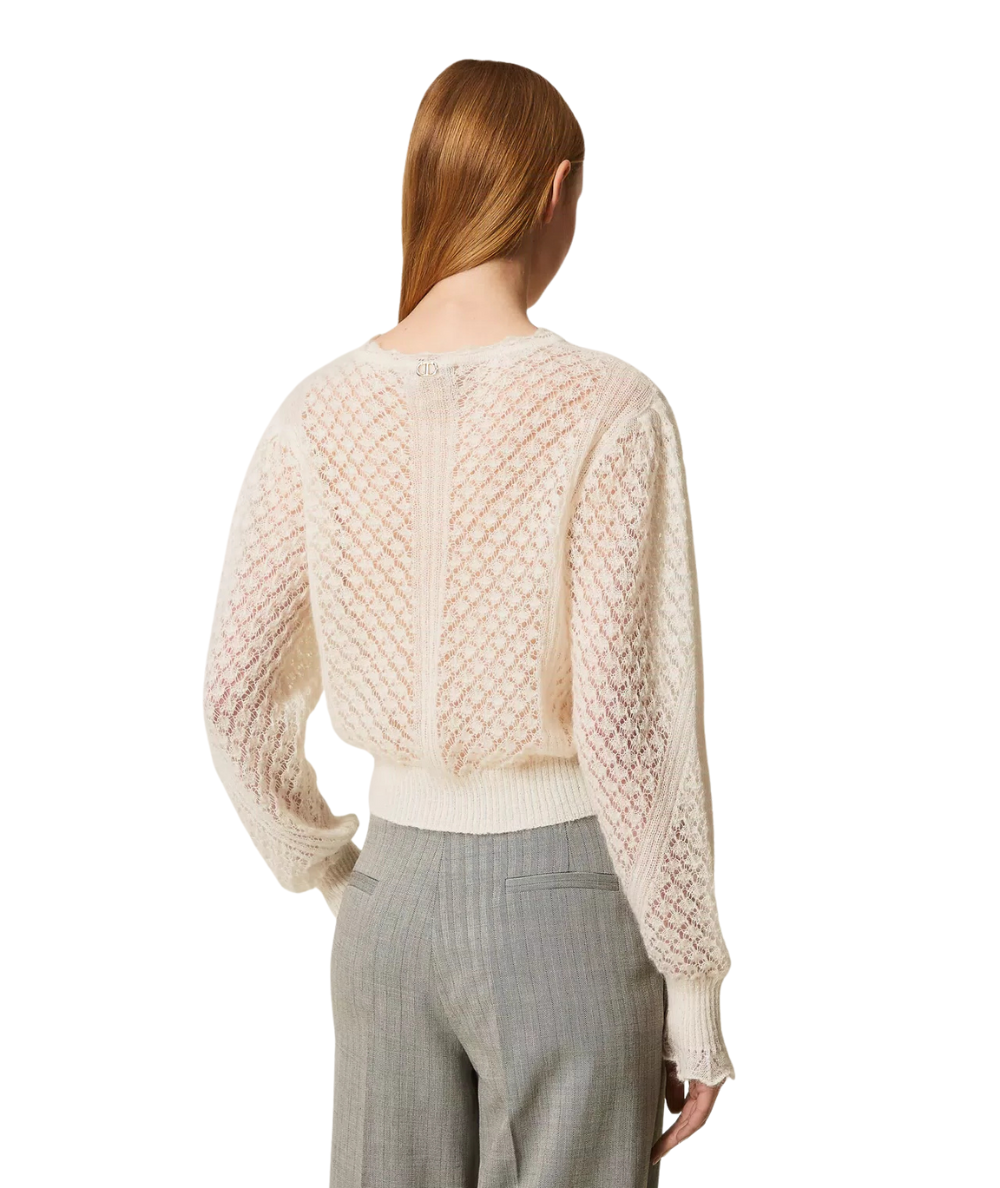 Twinset Maglione in Misto Mohair 252TP3520 Bianco