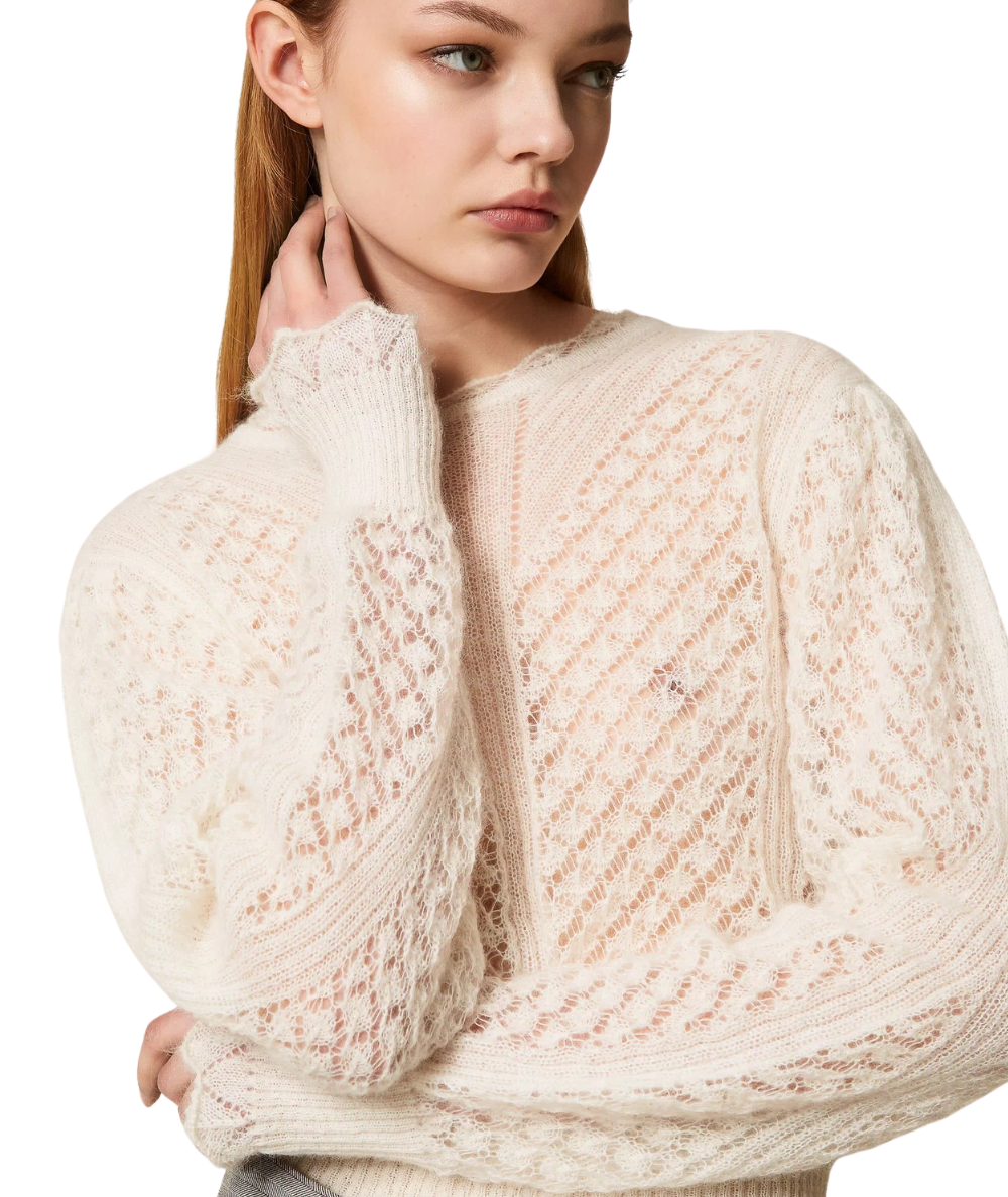 Twinset Maglione in Misto Mohair 252TP3520 Bianco