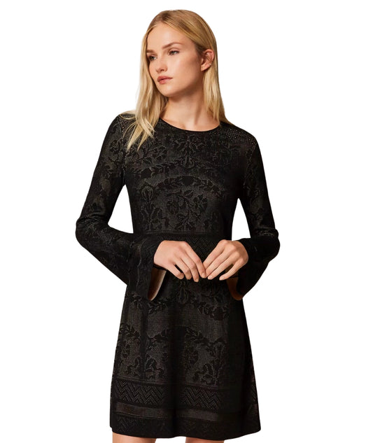 Twinset Mini Abito in Maglia Traforata 252TP3380 Nero