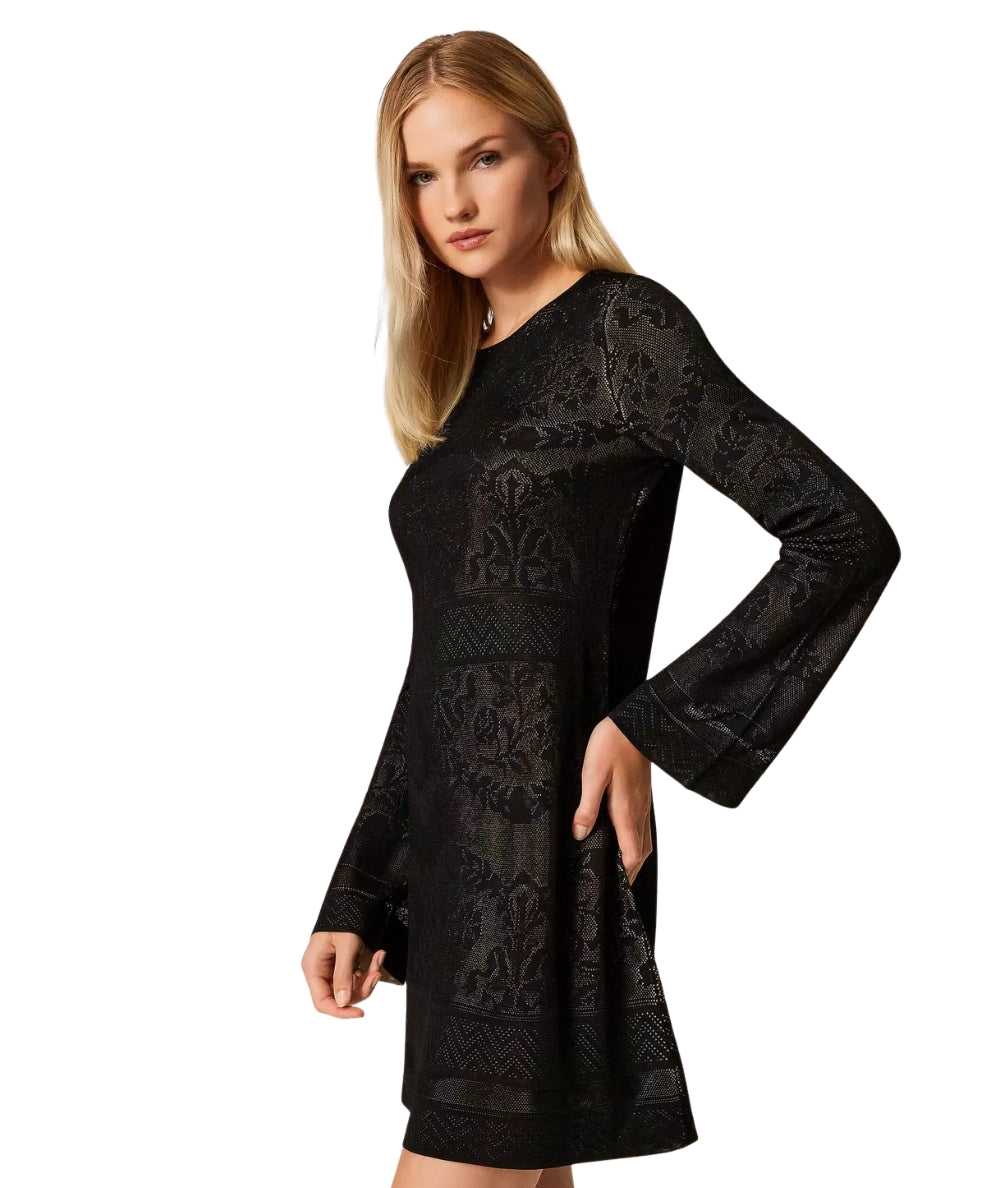Twinset Mini Abito in Maglia Traforata 252TP3380 Nero
