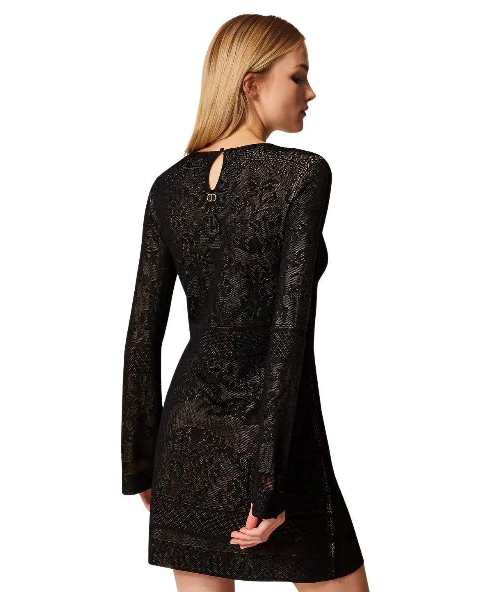 Twinset Mini Abito in Maglia Traforata 252TP3380 Nero