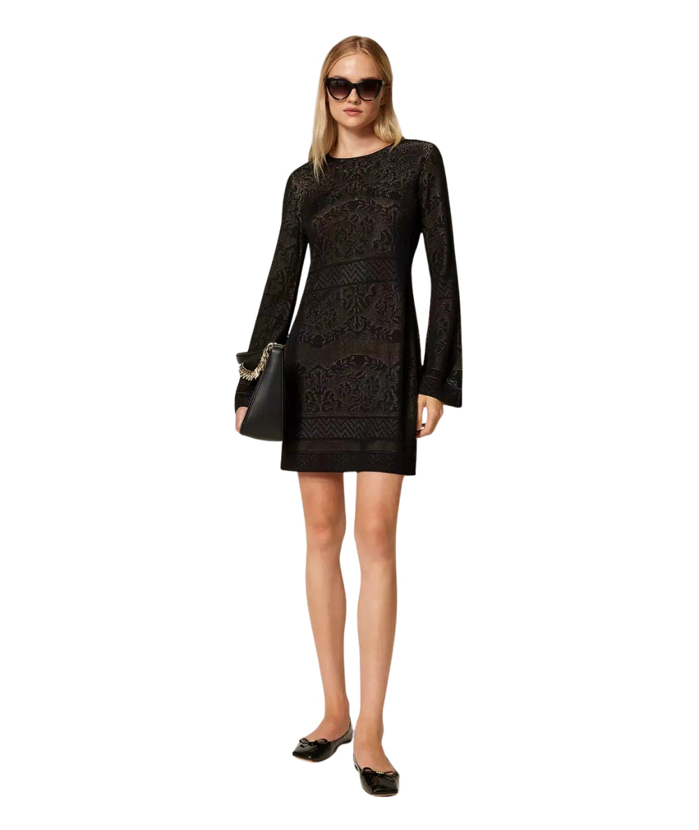 Twinset Mini Abito in Maglia Traforata 252TP3380 Nero