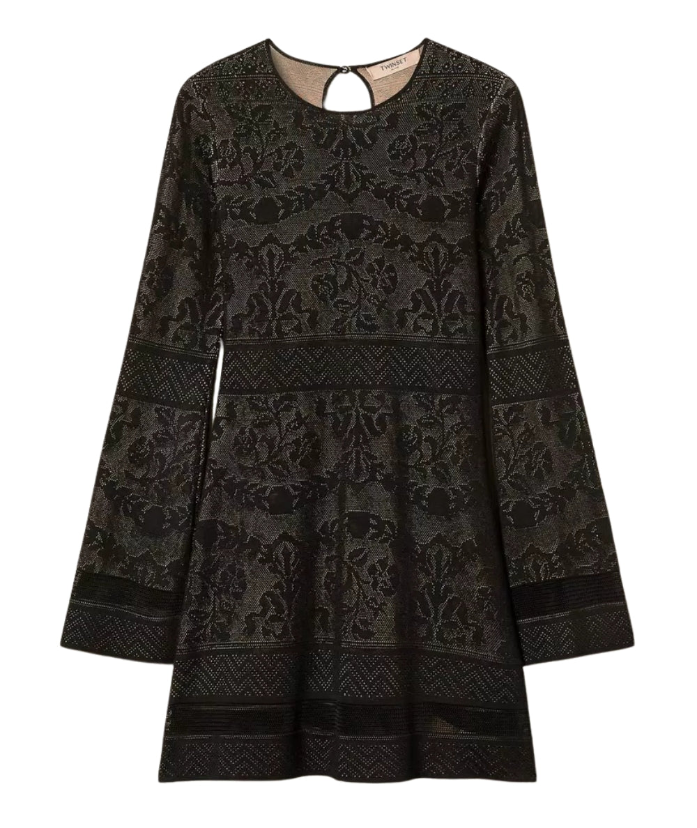 Twinset Mini Abito in Maglia Traforata 252TP3380 Nero