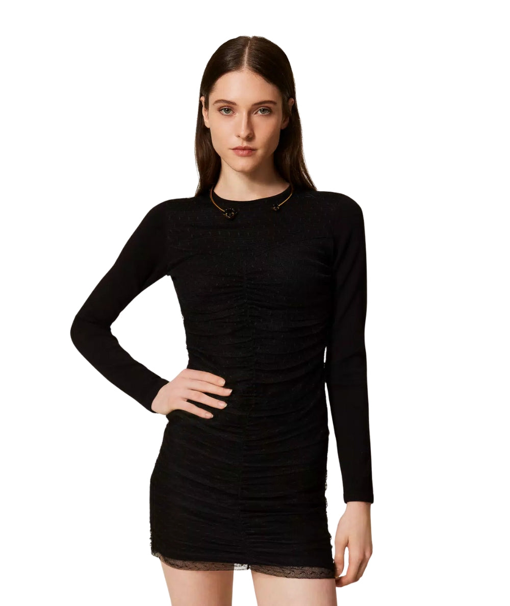 Twinset Mini Abito in Maglia e Tulle 252TT3261 Nero