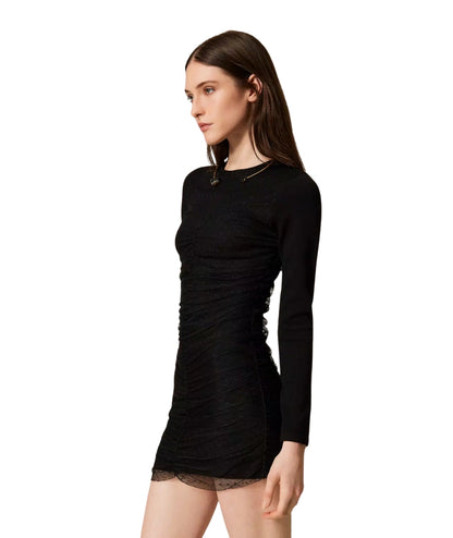 Twinset Mini Abito in Maglia e Tulle 252TT3261 Nero