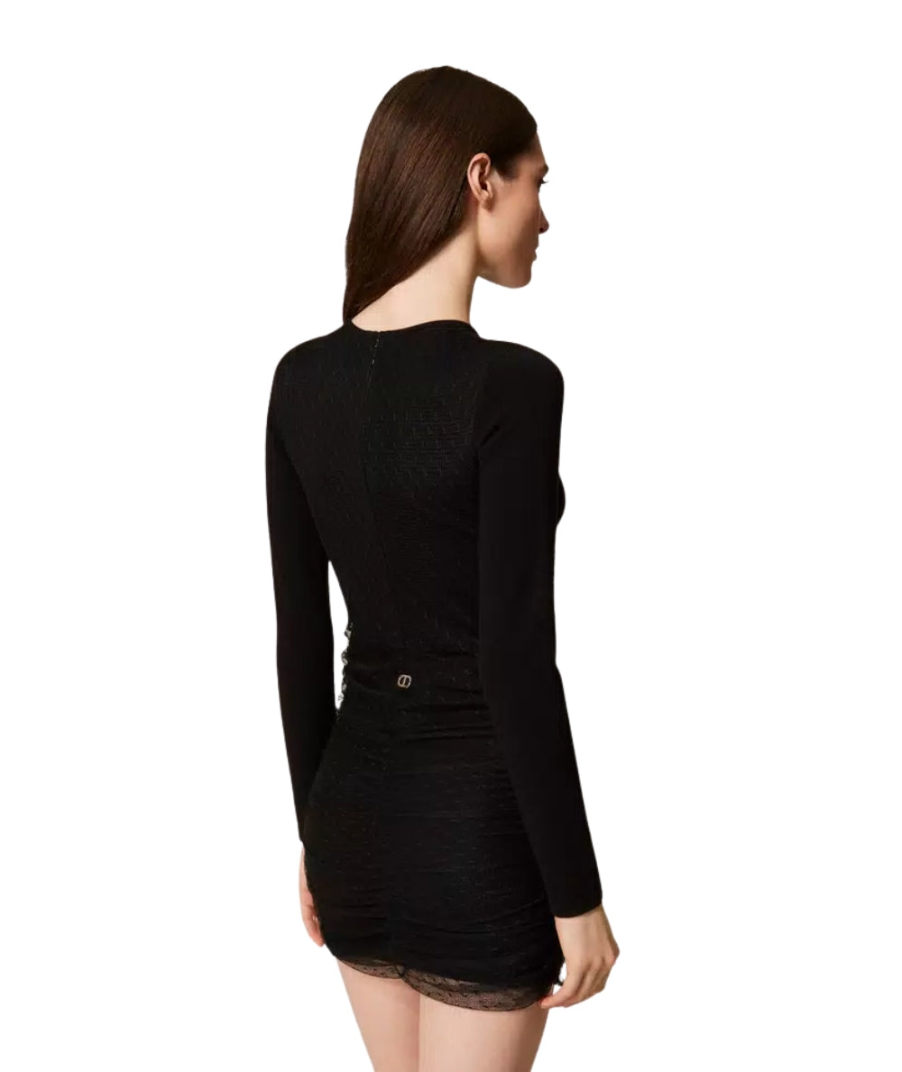 Twinset Mini Abito in Maglia e Tulle 252TT3261 Nero