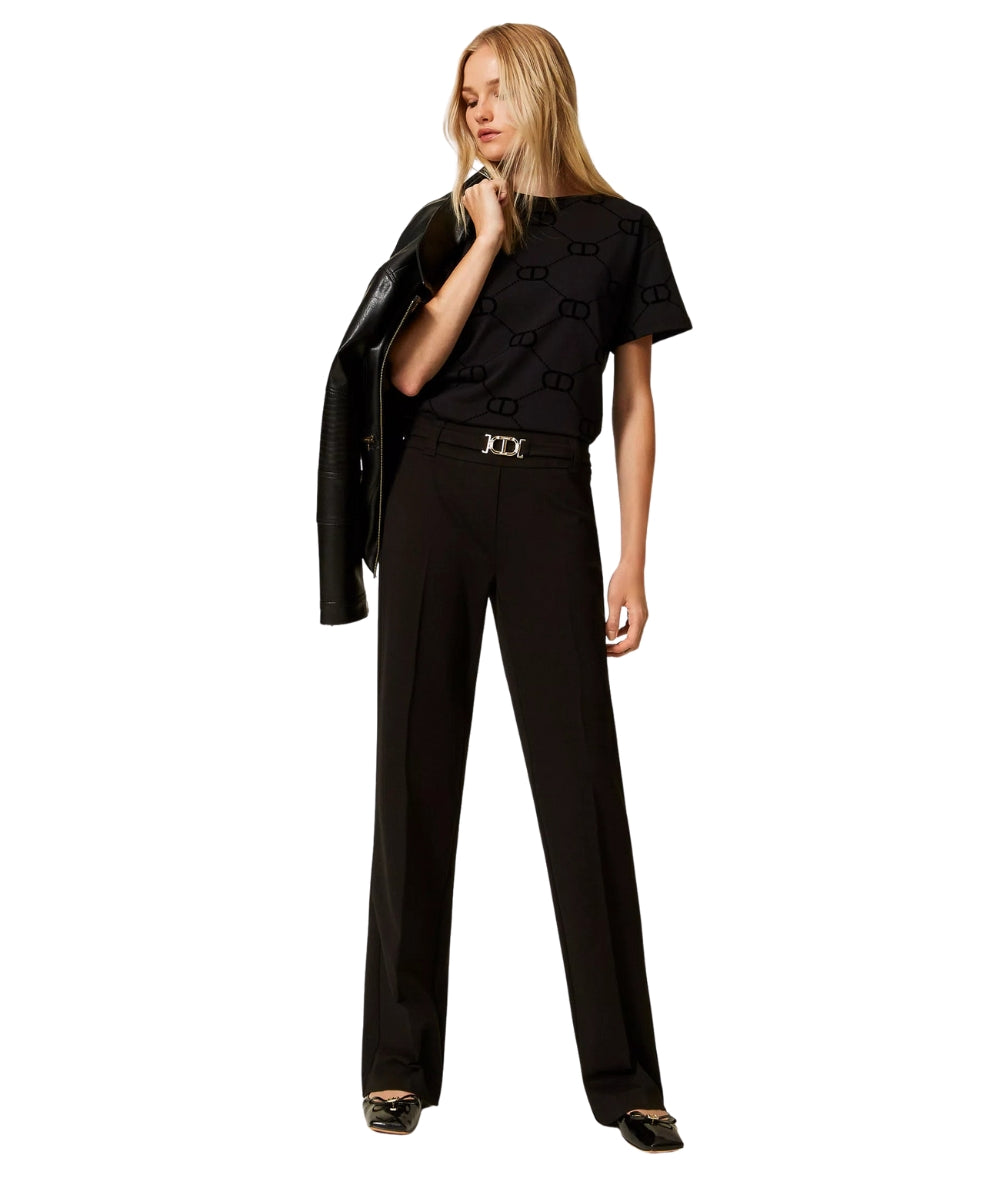 Twinset Pantalone Flare con Cintura 252TP2602 Nero