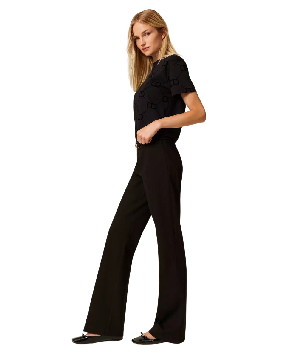 Twinset Pantalone Flare con Cintura 252TP2602 Nero