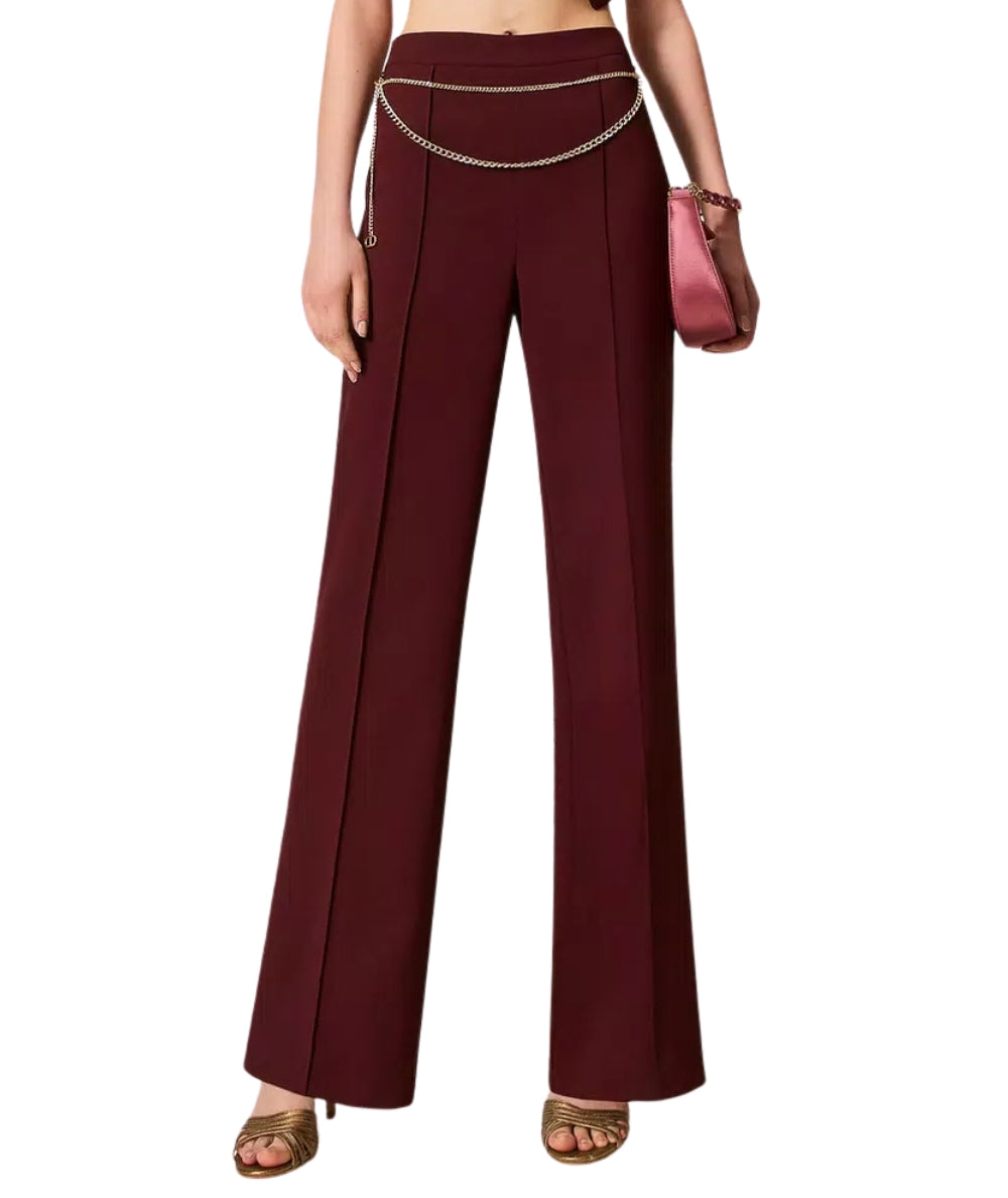 Twinset Pantalone Flare con Nervature 252TP2281 Vinaccia