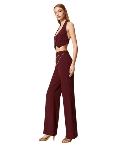 Twinset Pantalone Flare con Nervature 252TP2281 Vinaccia